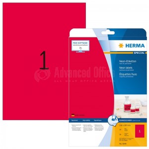 Rame étiquettes fluoresante HERMA A4 Rouge  -  Advanced office