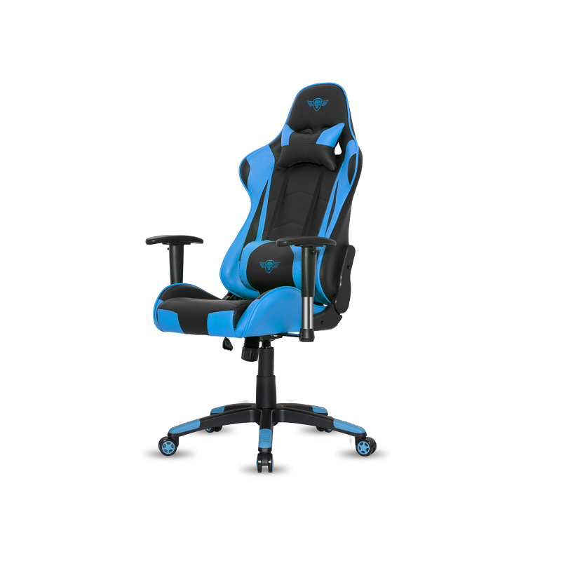 Chaise Gaming Demon en Simili cuir avec Dossier réglable à 180° et Accoudoirs 2D Bleu